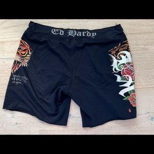 Ed Hardy Biker Shorts Size: L Black with Traditional Graphics